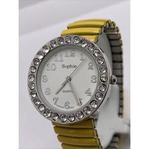 Sophie Womens Rhinestone Stretch Yellow Watch New Battery